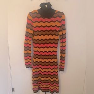 M by Missoni Multicolor Wave Pattern Midi Dress